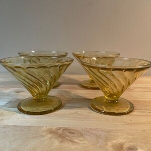 Vintage Federal Glass Diana Sherbet Cups Amber Glass Set of 4